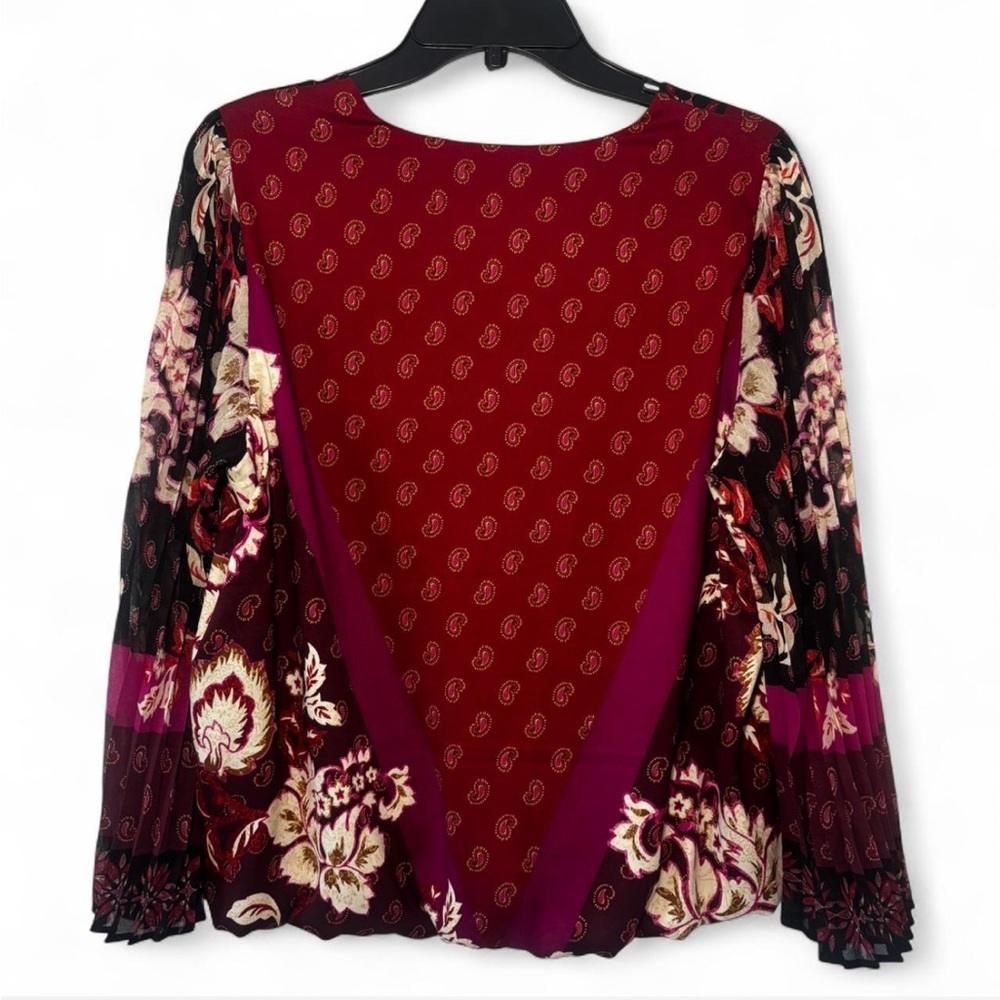White House Black Market Red and Orange Asymmetrical Embellished Blouse - Picture 3 of 6